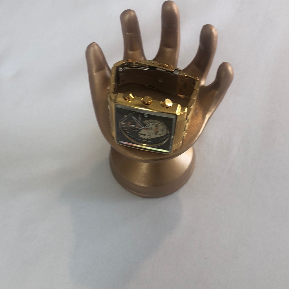 Vagary gold stainless steel water resistant brn case metal bracelet, gentle worn